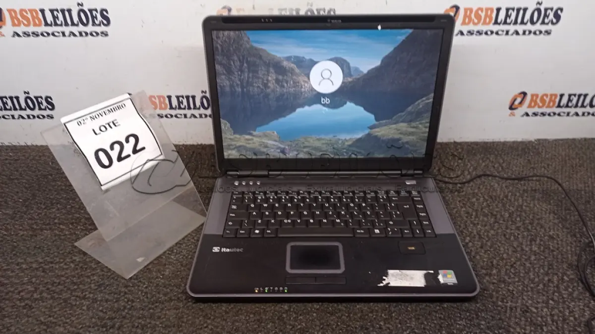 LOTE 022 - 01 NOTEBOOK MARCA ITAUTEC. (NO ESTADO) ATENÇÃO! FAZER A VISITAÇÃO ANTES DE ARREMATAR, NÃO SABEMOS SE FUNCIONA, LEILÃO NÃO TEM GARANTIA E NEM DEVOLUÇÃO, SUJEITO A POSSÍVEIS AVARIAS VISÍVEIS/OCULTAS E/OU AUSÊNCIA DE COMPONENTES.