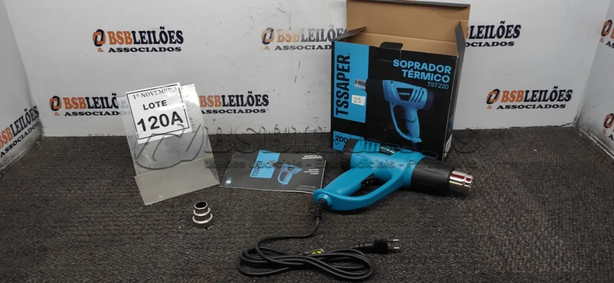 LOTE 120 - 01 SOPRADOR TÉRMICO 220V 2000W DUAS VELOCIDADES (NOVO) (NO ESTADO) ATENÇÃO! FAZER A VISITAÇÃO ANTES DE ARREMATAR, NÃO SABEMOS SE FUNCIONA, LEILÃO NÃO TEM GARANTIA E NEM DEVOLUÇÃO, SUJEITO A POSSÍVEIS AVARIAS VISÍVEIS/OCULTAS E/OU AUSÊNCIA DE COMPONENTES.