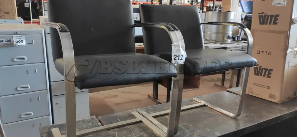 LOTE 212 - 02 CADEIRAS DE PÉS FIXOS. (NO ESTADO) ATENÇÃO! FAZER A VISITAÇÃO ANTES DE ARREMATAR, NÃO SABEMOS SE FUNCIONA, LEILÃO NÃO TEM GARANTIA E NEM DEVOLUÇÃO, SUJEITO A POSSÍVEIS AVARIAS VISÍVEIS/OCULTAS E/OU AUSÊNCIA DE COMPONENTES.