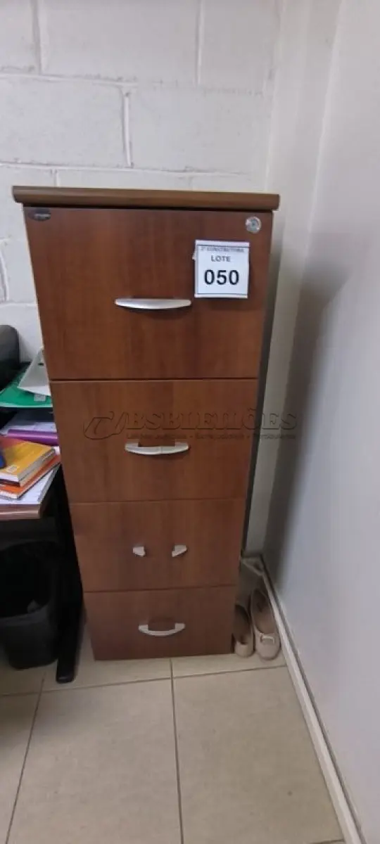 LOTE 050 - 01 ARQUIVO DE MEDAIRA COM 04 GAVETAS NA COR MARROM. (NO ESTADO) ATENÇÃO! FAZER A VISITAÇÃO ANTES DE ARREMATAR, NÃO SABEMOS SE FUNCIONA, LEILÃO NÃO TEM GARANTIA E NEM DEVOLUÇÃO, SUJEITO A POSSÍVEIS AVARIAS VISÍVEIS/OCULTAS E/OU AUSÊNCIA DE COMPONENTES.