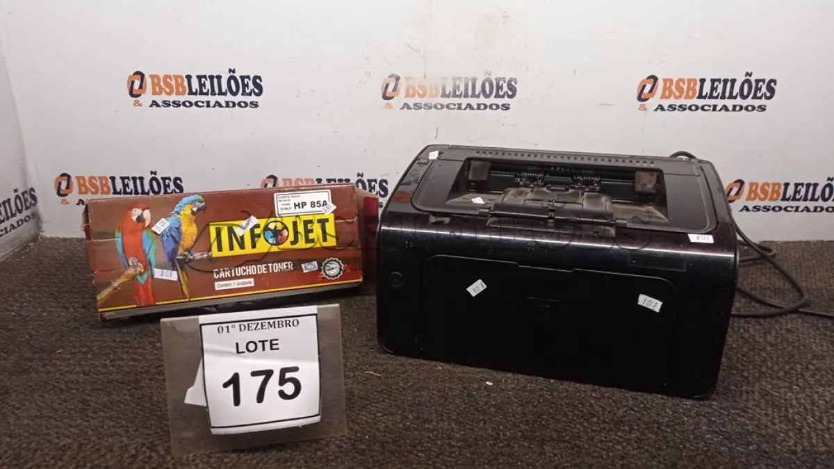 LOTE 175 - 01 IMPRESSORA MODELO CE657A MARCA HP E 01 CARTUCHO DE TONNER. (NO ESTADO) ATENÇÃO! FAZER A VISITAÇÃO ANTES DE ARREMATAR, NÃO SABEMOS SE FUNCIONA, LEILÃO NÃO TEM GARANTIA E NEM DEVOLUÇÃO, SUJEITO A POSSÍVEIS AVARIAS VISÍVEIS/OCULTAS E/OU AUSÊNCIA DE COMPONENTES.
