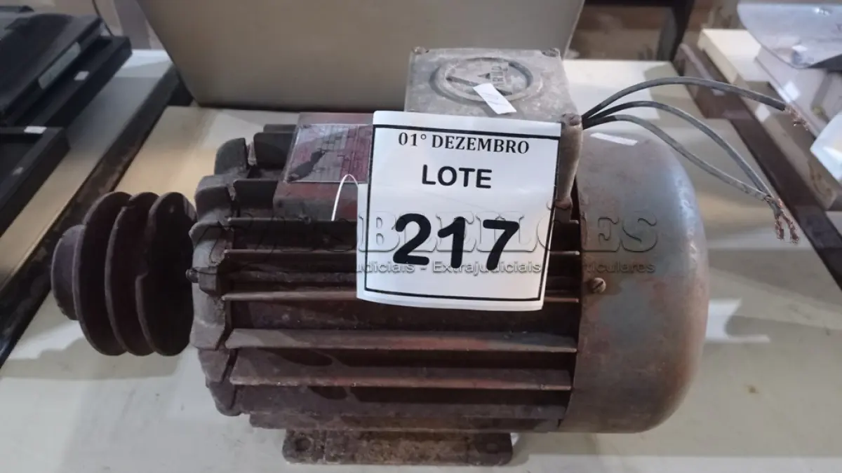 LOTE 217 - 01 MOTOR ELÉTRICO INDUSTRIAL. (NO ESTADO) ATENÇÃO! FAZER A VISITAÇÃO ANTES DE ARREMATAR, NÃO SABEMOS SE FUNCIONA, LEILÃO NÃO TEM GARANTIA E NEM DEVOLUÇÃO, SUJEITO A POSSÍVEIS AVARIAS VISÍVEIS/OCULTAS E/OU AUSÊNCIA DE COMPONENTES.