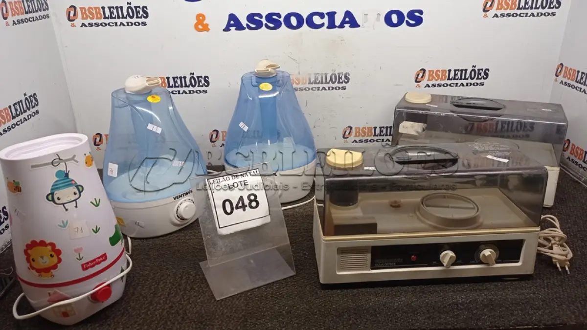 LOTE 048 - 05 UMIDIFICADORES DE MARCAS E MODELOS DIVERSOS. (NO ESTADO) ATENÇÃO! FAZER A VISITAÇÃO ANTES DE ARREMATAR, NÃO SABEMOS SE FUNCIONA, LEILÃO NÃO TEM GARANTIA E NEM DEVOLUÇÃO, SUJEITO A POSSÍVEIS AVARIAS VISÍVEIS/OCULTAS E/OU AUSÊNCIA DE COMPONENTES.