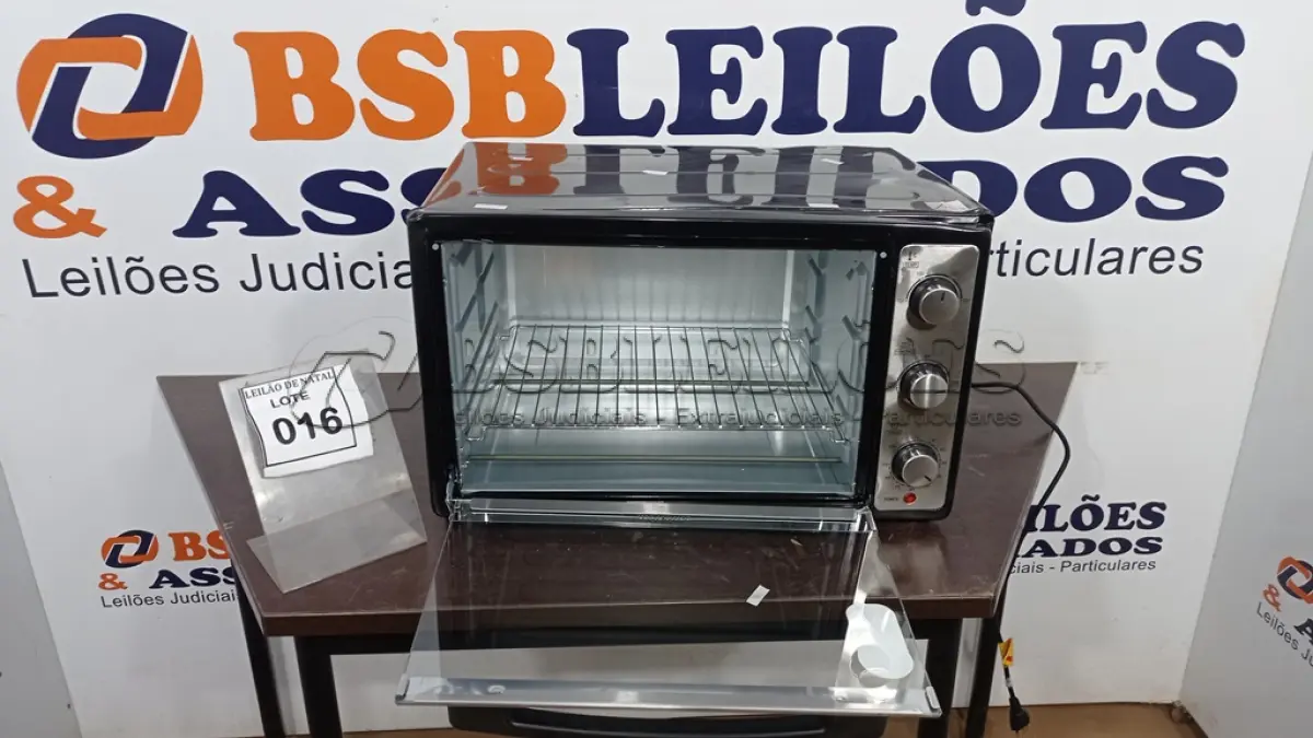 LOTE 016 - 01 FORNO ELÉTRICO 52L MARCA MONDIAL. (NO ESTADO) ATENÇÃO! FAZER A VISITAÇÃO ANTES DE ARREMATAR, NÃO SABEMOS SE FUNCIONA, LEILÃO NÃO TEM GARANTIA E NEM DEVOLUÇÃO, SUJEITO A POSSÍVEIS AVARIAS VISÍVEIS/OCULTAS E/OU AUSÊNCIA DE COMPONENTES.