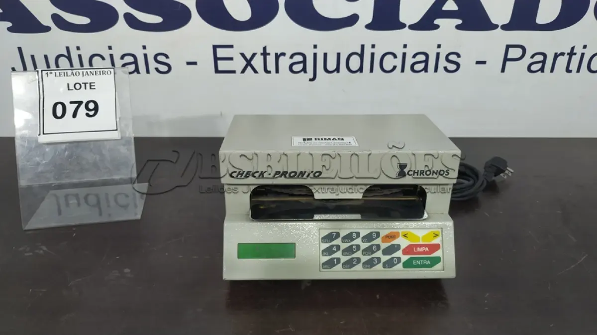 LOTE 079 - 01 MÁQUINA DE PREENCHER CHEQUE.  (NO ESTADO) ATENÇÃO! FAZER A VISITAÇÃO ANTES DE ARREMATAR, NÃO SABEMOS SE FUNCIONA. LEILÃO NÃO TEM GARANTIA E NEM DEVOLUÇÃO, SUJEITO A POSSÍVEIS AVARIAS VISÍVEIS/OCULTAS E/OU AUSÊNCIA DE COMPONENTES.