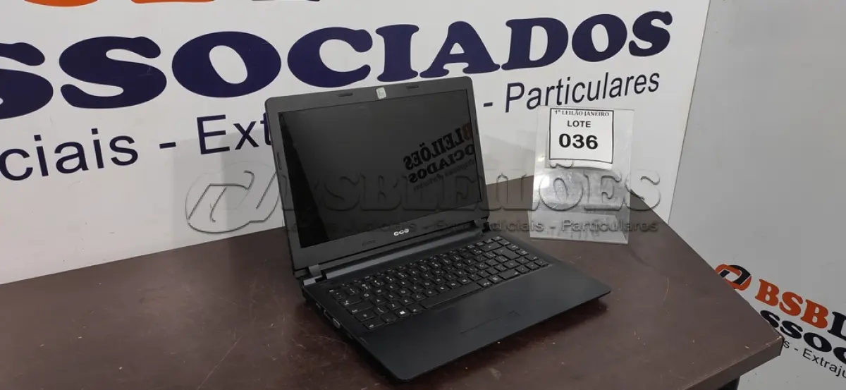 LOTE 036 - 01 NOTEBOOK SEM CARREGADOR MARCA CCE.  (NO ESTADO) ATENÇÃO! FAZER A VISITAÇÃO ANTES DE ARREMATAR, NÃO SABEMOS SE FUNCIONA. LEILÃO NÃO TEM GARANTIA E NEM DEVOLUÇÃO, SUJEITO A POSSÍVEIS AVARIAS VISÍVEIS/OCULTAS E/OU AUSÊNCIA DE COMPONENTES.