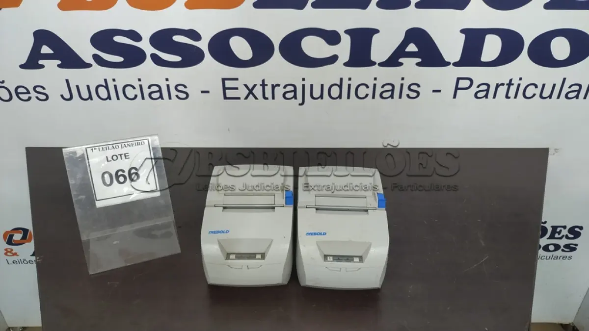 LOTE 066 - 02 IMPRESSORAS DE CUPOM SEM FONTE MARCA DIEBOLD.  (NO ESTADO) ATENÇÃO! FAZER A VISITAÇÃO ANTES DE ARREMATAR, NÃO SABEMOS SE FUNCIONA. LEILÃO NÃO TEM GARANTIA E NEM DEVOLUÇÃO, SUJEITO A POSSÍVEIS AVARIAS VISÍVEIS/OCULTAS E/OU AUSÊNCIA DE COMPONENTES.