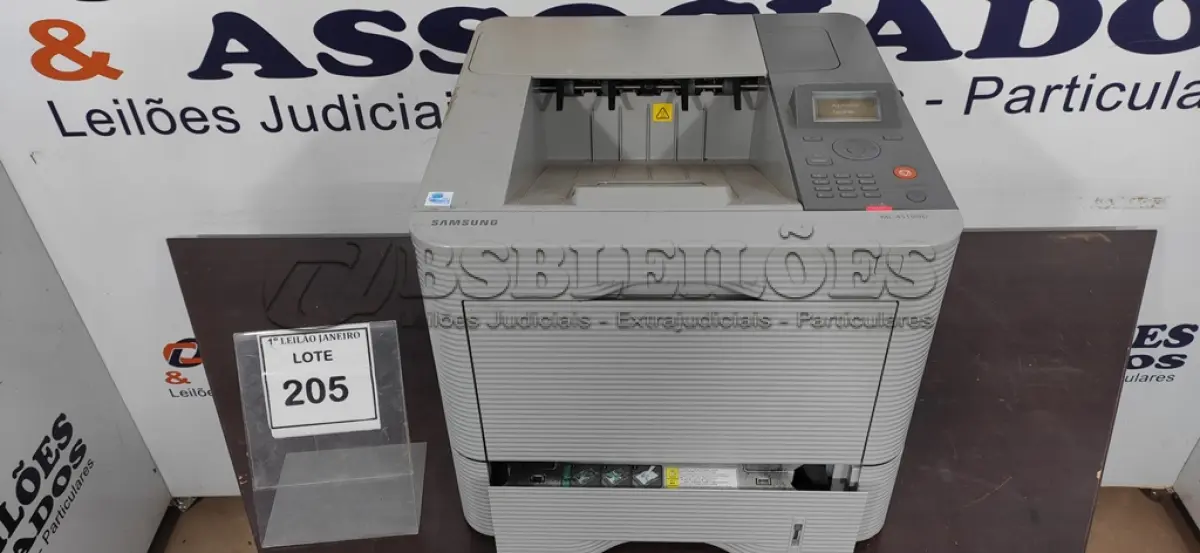 LOTE 205 - 01 IMPRESSORA MODELO ML-4510ND MARCA SAMSUNG.  (NO ESTADO) ATENÇÃO! FAZER A VISITAÇÃO ANTES DE ARREMATAR, NÃO SABEMOS SE FUNCIONA. LEILÃO NÃO TEM GARANTIA E NEM DEVOLUÇÃO, SUJEITO A POSSÍVEIS AVARIAS VISÍVEIS/OCULTAS E/OU AUSÊNCIA DE COMPONENTES.