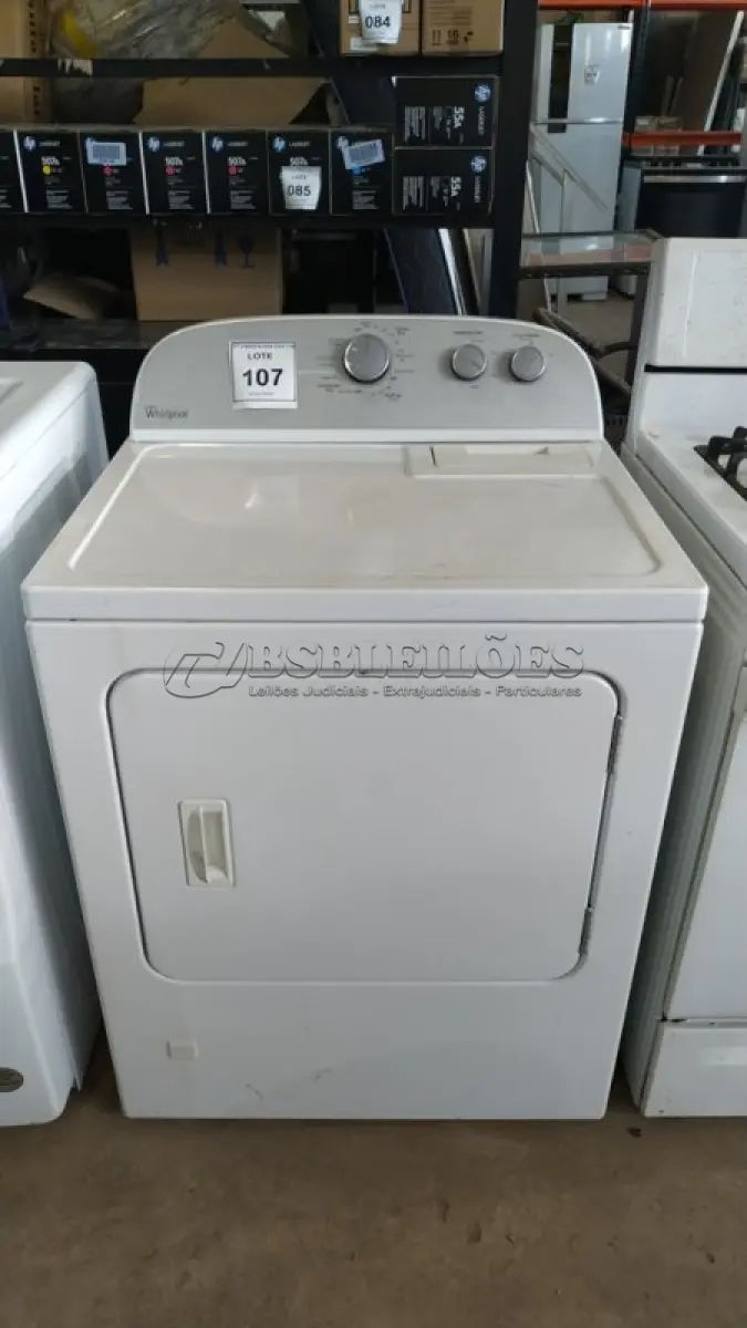 LOTE 107 - 01 SECADORA WHIRLPOOL 110 VOLTS M35011952. (NO ESTADO EM QUE SE ENCONTRA. SUJEITO A AVARIAS OCULTAS/VISÍVEIS.) AV9629V