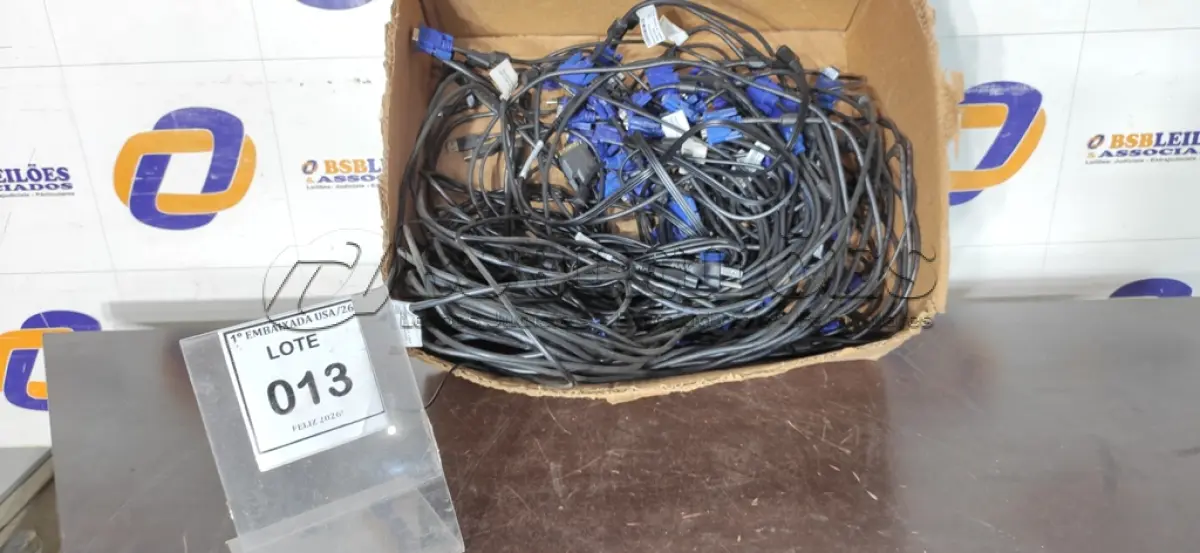 LOTE 013 - O1 CAIXA COM CABOS VGA PARA COMPUTADORES. (NO ESTADO EM QUE SE ENCONTRA. SUJEITO A AVARIAS OCULTAS/VISÍVEIS.)