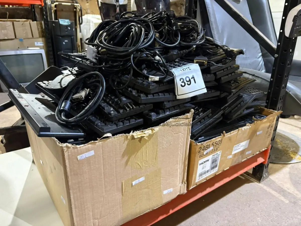 LOTE 391 - 01 LOTE COM GRANDE QUANTIDADE TECLADOS E CABOS DIVERSOS PARA PC. (NO ESTADO) ATENÇÃO! FAZER A VISITAÇÃO ANTES DE ARREMATAR, NÃO SABEMOS SE FUNCIONA. LEILÃO NÃO TEM GARANTIA E NEM DEVOLUÇÃO, SUJEITO A POSSÍVEIS AVARIAS VISÍVEIS/OCULTAS E/OU AUSÊNCIA DE COMPONENTES.