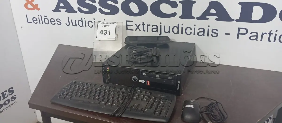 LOTE 431 - 01 CPU INFORWAY 4GB HD 500, 01 MOUSE, 01 TECLADO, 01 BASE DE CPU, 01 CABO DE FORÇA. (NO ESTADO) ATENÇÃO! FAZER A VISITAÇÃO ANTE S DE ARREMATAR, NÃO SABEMOS SE FUNCIONA. LEILÃO NÃO TEM GARANTIA E NEM DEVOLUÇÃO, SUJEITO A POSSÍVEIS AVARIAS VISÍVEIS/OCULTAS E/OU AUSÊNCIA DE COMPONENTES.