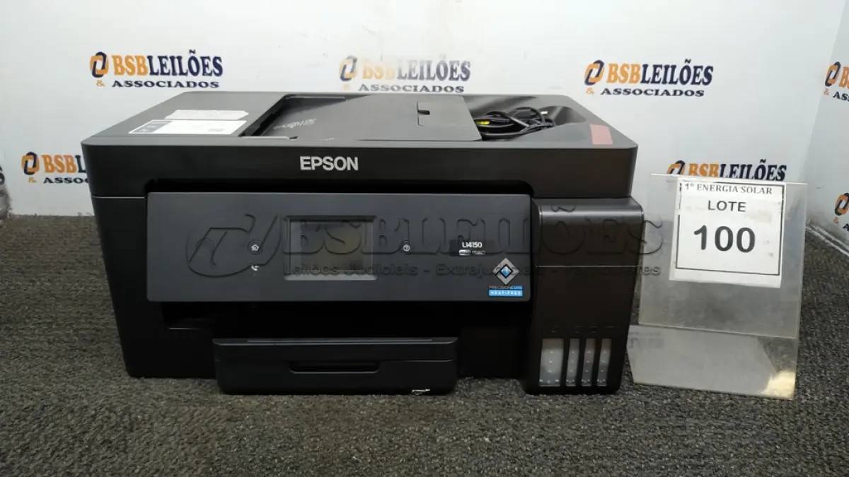 LOTE 100 - 01 IMPRESSORA EPSON MODELO L14150 WIFI. (NO ESTADO) ATENÇÃO! FAZER A VISITAÇÃO ANTES DE ARREMATAR, NÃO SABEMOS SE FUNCIONA, LEILÃO NÃO TEM GARANTIA E NEM DEVOLUÇÃO, SUJEITO A POSSÍVEIS AVARIAS VISÍVEIS/OCULTAS E/OU AUSÊNCIA DE COMPONENTES.