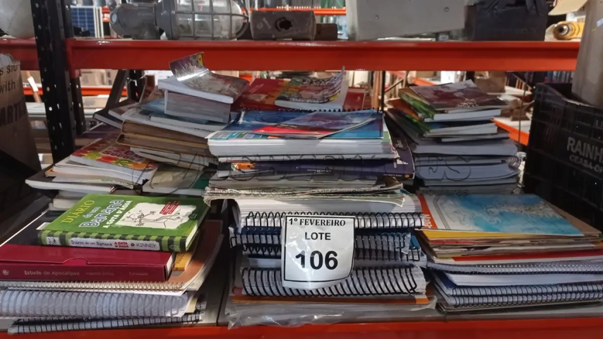 LOTE 106 - 01 LOTE COM GRANDES QUANTIDADES DE LIVROS DIDÁTICOS, APOSTILAS, REVISTAS E LITERATURA DIVERSAS. (NO ESTADO) ATENÇÃO! FAZER A VISITAÇÃO ANTES DE ARREMATAR, NÃO SABEMOS SE FUNCIONA, LEILÃO NÃO TEM GARANTIA E NEM DEVOLUÇÃO, SUJEITO A POSSÍVEIS AVARIAS VISÍVEIS/OCULTAS E/OU AUSÊNCIA DE COMPONENTES.