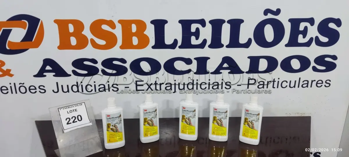 LOTE 220 - 05 LUBRIFICANTES PARA PUXAMENTO DE FIOS E CABOS 500 ML CADA MARCA 3M. (NO ESTADO) ATENÇÃO! FAZER A VISITAÇÃO ANTES DE ARREMATAR, NÃO SABEMOS SE FUNCIONA, LEILÃO NÃO TEM GARANTIA E NEM DEVOLUÇÃO, SUJEITO A POSSÍVEIS AVARIAS VISÍVEIS/OCULTAS E/OU AUSÊNCIA DE COMPONENTES.
