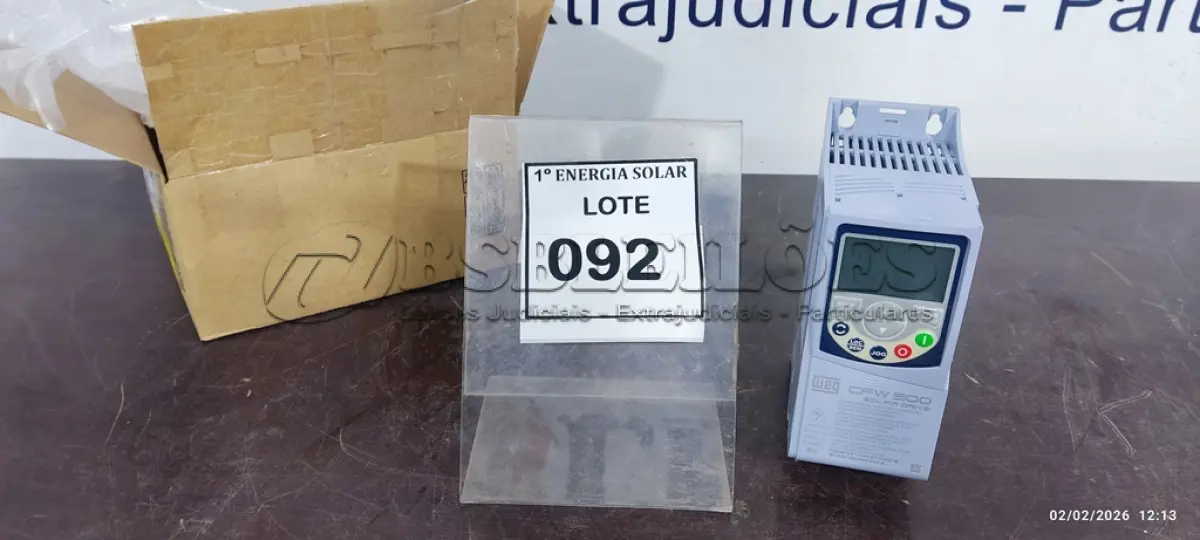 LOTE 092 - 01 INVERSOR DE BOMBEAMENTO SOLAR WEG CFW500 (NOVO). (NO ESTADO) ATENÇÃO! FAZER A VISITAÇÃO ANTES DE ARREMATAR, NÃO SABEMOS SE FUNCIONA, LEILÃO NÃO TEM GARANTIA E NEM DEVOLUÇÃO, SUJEITO A POSSÍVEIS AVARIAS VISÍVEIS/OCULTAS E/OU AUSÊNCIA DE COMPONENTES.