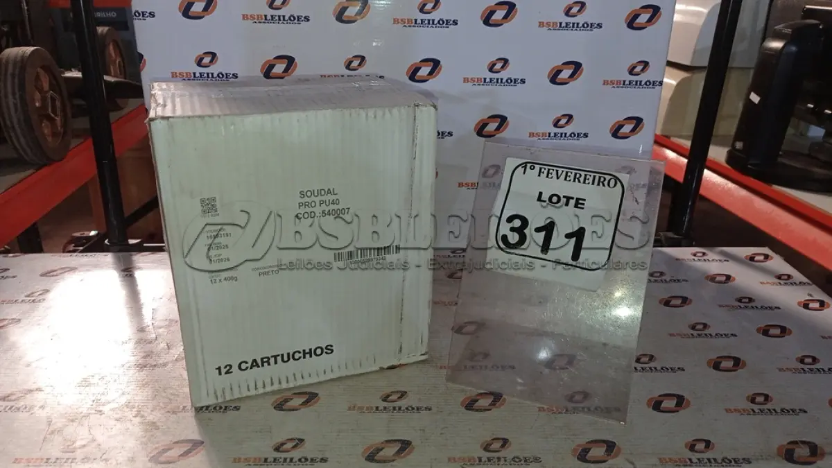 LOTE 311 - 01 CAIXA COM 12 PU 40 ADESIVOS/SELANTE DE 230ML MARCA PRO. (NO ESTADO) ATENÇÃO! FAZER A VISITAÇÃO ANTES DE ARREMATAR, NÃO SABEMOS SE FUNCIONA, LEILÃO NÃO TEM GARANTIA E NEM DEVOLUÇÃO, SUJEITO A POSSÍVEIS AVARIAS VISÍVEIS/OCULTAS E/OU AUSÊNCIA DE COMPONENTES.