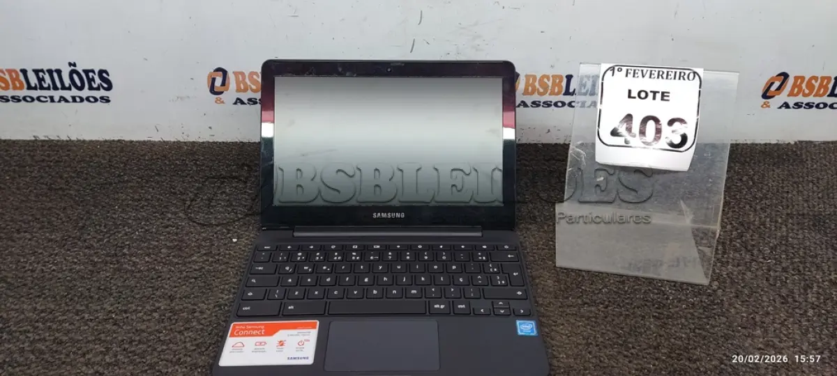 LOTE 403 - 01 NOTEBOOK 16GB MEMÓRIA 2GB LINHA CONNECT MARCA SAMSUNG SEM FONTE. (NO ESTADO) ATENÇÃO! FAZER A VISITAÇÃO ANTES DE ARREMATAR, NÃO SABEMOS SE FUNCIONA, LEILÃO NÃO TEM GARANTIA E NEM DEVOLUÇÃO, SUJEITO A POSSÍVEIS AVARIAS VISÍVEIS/OCULTAS E/OU AUSÊNCIA DE COMPONENTES.