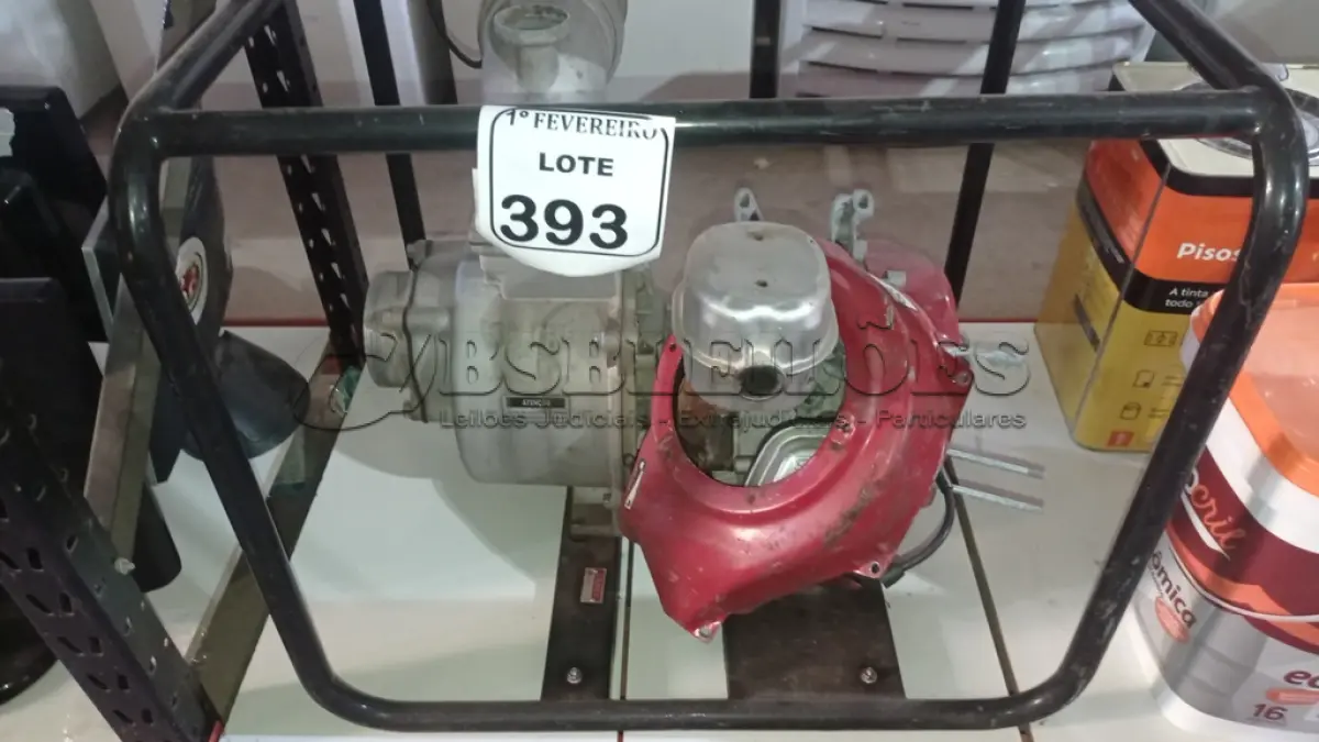 LOTE 393 - 01 MOTOBOMBA INCOMPLETA MODELO B 4T-700L. (NO ESTADO) ATENÇÃO! FAZER A VISITAÇÃO ANTES DE ARREMATAR, NÃO SABEMOS SE FUNCIONA, LEILÃO NÃO TEM GARANTIA E NEM DEVOLUÇÃO, SUJEITO A POSSÍVEIS AVARIAS VISÍVEIS/OCULTAS E/OU AUSÊNCIA DE COMPONENTES.
