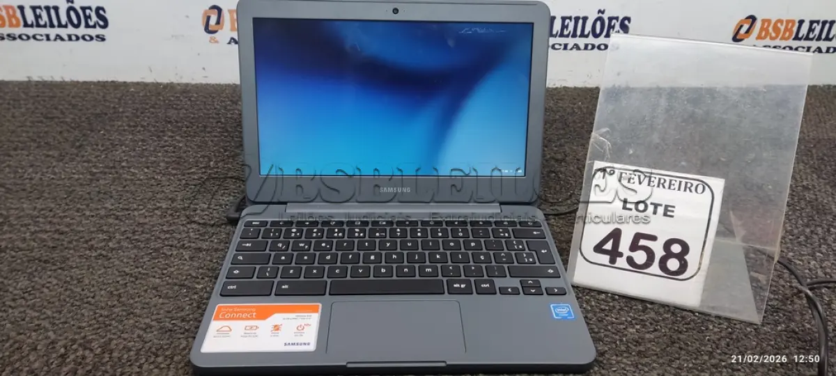 LOTE 458 - 01 NOTEBOOK 16GB MEMÓRIA 2GB LINHA CONNECT MARCA SAMSUNG SEM FONTE. (NO ESTADO) ATENÇÃO! FAZER A VISITAÇÃO ANTES DE ARREMATAR, NÃO SABEMOS SE FUNCIONA, LEILÃO NÃO TEM GARANTIA E NEM DEVOLUÇÃO, SUJEITO A POSSÍVEIS AVARIAS VISÍVEIS/OCULTAS E/OU AUSÊNCIA DE COMPONENTES.