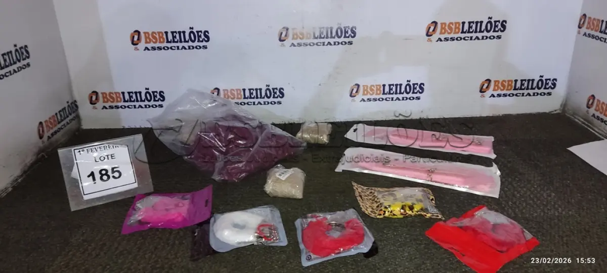 LOTE 185 - 01 LOTE COM ITENS DE SEX SHOP E LINGERIE FEMININA. (NO ESTADO) ATENÇÃO! FAZER A VISITAÇÃO ANTES DE ARREMATAR, NÃO SABEMOS SE FUNCIONA, LEILÃO NÃO TEM GARANTIA E NEM DEVOLUÇÃO, SUJEITO A POSSÍVEIS AVARIAS VISÍVEIS/OCULTAS E/OU AUSÊNCIA DE COMPONENTES.