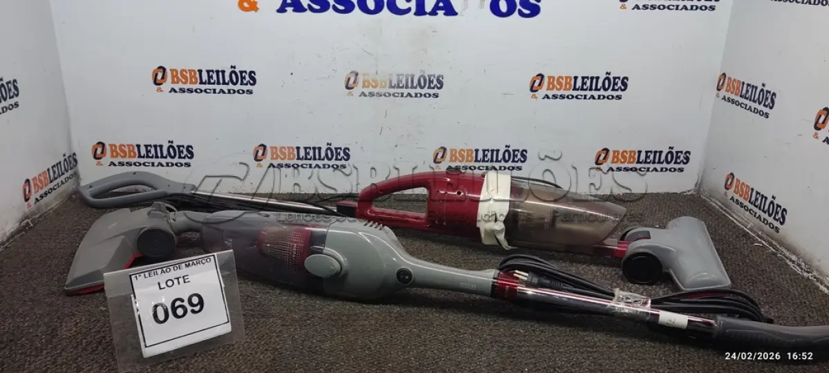 LOTE 069 - 02 ASPIRADORES DE PÓ 220V MARCAS WAP E ELECTROLUX. (NO ESTADO) ATENÇÃO! FAZER A VISITAÇÃO ANTES DE ARREMATAR, NÃO SABEMOS SE FUNCIONA, LEILÃO NÃO TEM GARANTIA E NEM DEVOLUÇÃO, SUJEITO A POSSÍVEIS AVARIAS VISÍVEIS/OCULTAS E/OU AUSÊNCIA DE COMPONENTES.