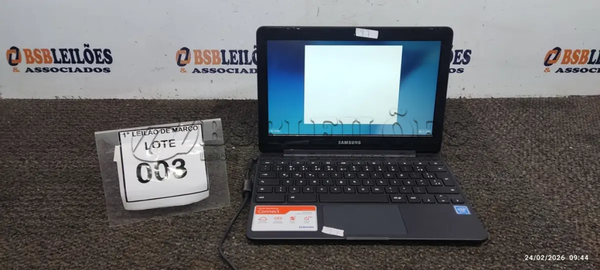 LOTE 003 - 01 NOTEBOOK 16GB MEMORIA 2GB LINHA CONNECT MARCA SAMSUNG SEM FONTE. (NO ESTADO) ATENÇÃO! FAZER A VISITAÇÃO ANTES DE ARREMATAR, NÃO SABEMOS SE FUNCIONA, LEILÃO NÃO TEM GARANTIA E NEM DEVOLUÇÃO, SUJEITO A POSSÍVEIS AVARIAS VISÍVEIS/OCULTAS E/OU AUSÊNCIA DE COMPONENTES.
