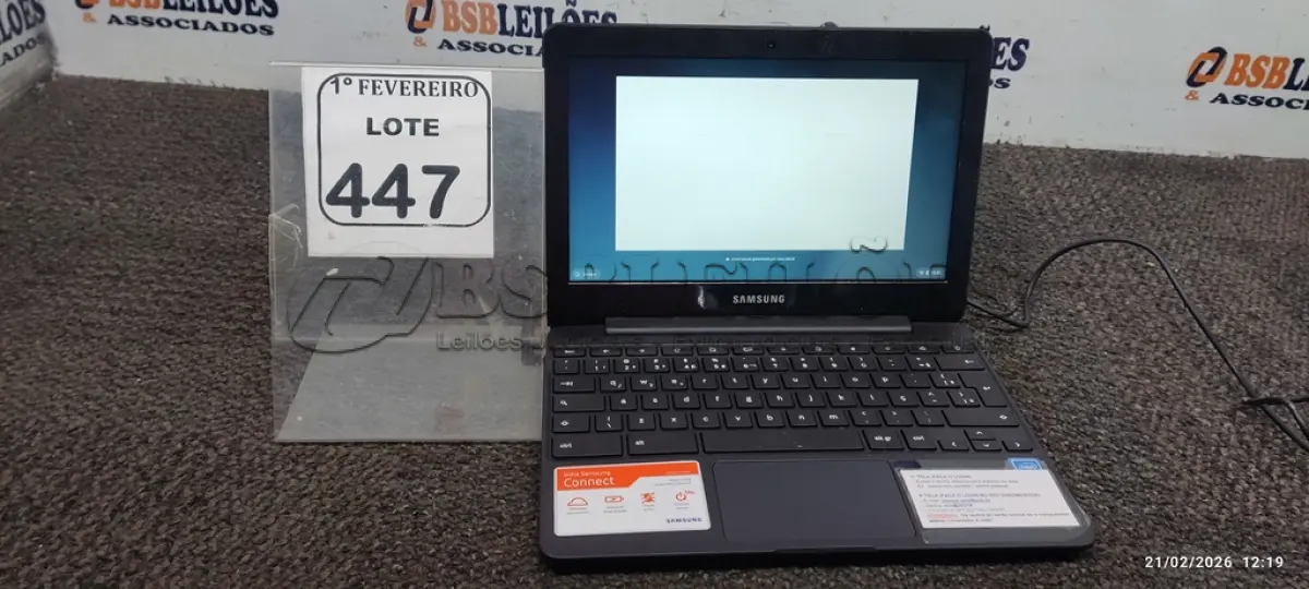 LOTE 447 - 01 NOTEBOOK 16GB MEMÓRIA 2GB LINHA CONNECT MARCA SAMSUNG SEM FONTE. (NO ESTADO) ATENÇÃO! FAZER A VISITAÇÃO ANTES DE ARREMATAR, NÃO SABEMOS SE FUNCIONA, LEILÃO NÃO TEM GARANTIA E NEM DEVOLUÇÃO, SUJEITO A POSSÍVEIS AVARIAS VISÍVEIS/OCULTAS E/OU AUSÊNCIA DE COMPONENTES.