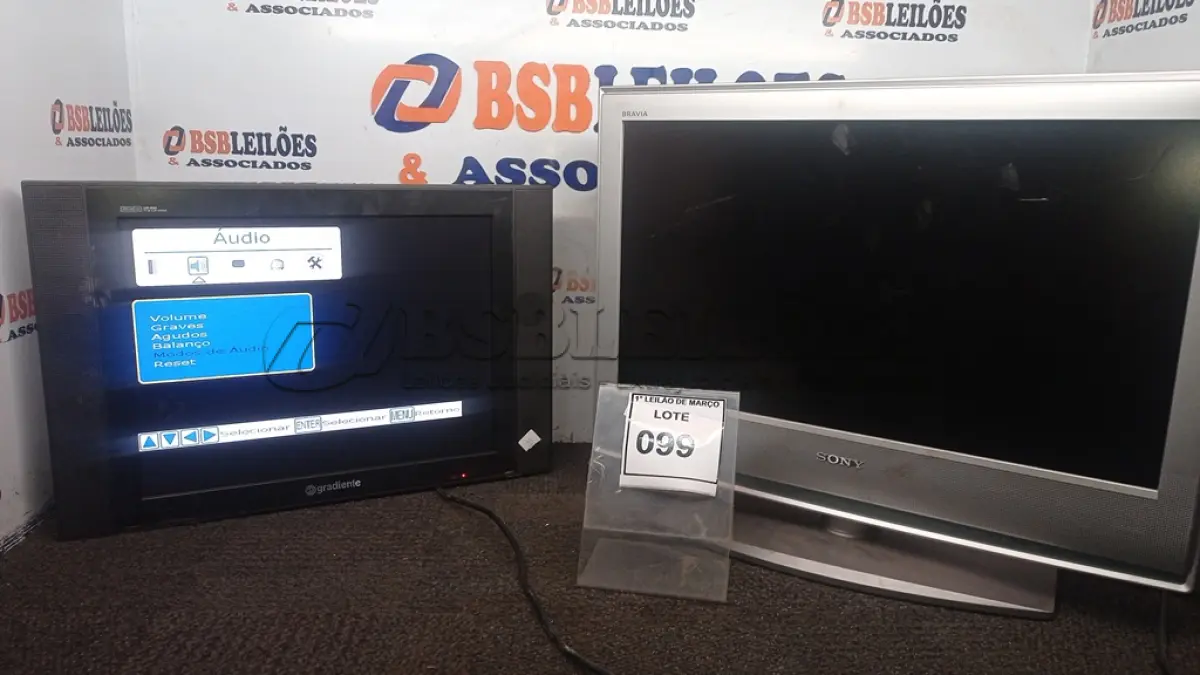 LOTE 099 - 01 TV LCD 26’’ MARCA SONY E 01  LCD 20’’ MARCA GRADIENTE. (NO ESTADO) ATENÇÃO! FAZER A VISITAÇÃO ANTES DE ARREMATAR, NÃO SABEMOS SE FUNCIONA, LEILÃO NÃO TEM GARANTIA E NEM DEVOLUÇÃO, SUJEITO A POSSÍVEIS AVARIAS VISÍVEIS/OCULTAS E/OU AUSÊNCIA DE COMPONENTES.