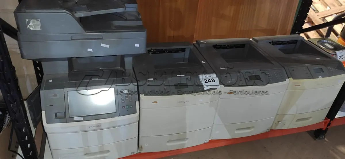 LOTE 248 - 04 IMPRESSORAS MODELOS DIVERSO MARCA LEXMARK. (NO ESTADO) ATENÇÃO! FAZER A VISITAÇÃO ANTES DE ARREMATAR, NÃO SABEMOS SE FUNCIONA, LEILÃO NÃO TEM GARANTIA E NEM DEVOLUÇÃO, SUJEITO A POSSÍVEIS AVARIAS VISÍVEIS/OCULTAS E/OU AUSÊNCIA DE COMPONENTES.