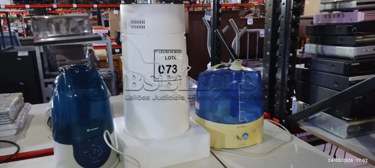 LOTE 073 - 03 UMIDIFICADORES DE MARCAS E MODELOS DIVERSOS. (NO ESTADO) ATENÇÃO! FAZER A VISITAÇÃO ANTES DE ARREMATAR, NÃO SABEMOS SE FUNCIONA, LEILÃO NÃO TEM GARANTIA E NEM DEVOLUÇÃO, SUJEITO A POSSÍVEIS AVARIAS VISÍVEIS/OCULTAS E/OU AUSÊNCIA DE COMPONENTES.