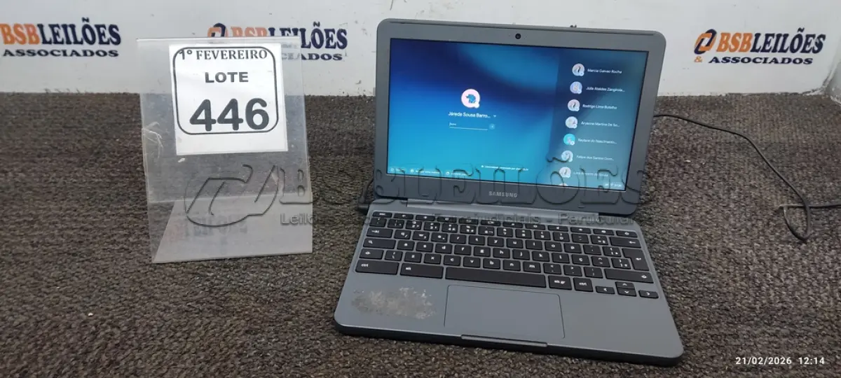 LOTE 446 - 01 NOTEBOOK 16GB MEMÓRIA 2GB LINHA CONNECT MARCA SAMSUNG SEM FONTE. (NO ESTADO) ATENÇÃO! FAZER A VISITAÇÃO ANTES DE ARREMATAR, NÃO SABEMOS SE FUNCIONA, LEILÃO NÃO TEM GARANTIA E NEM DEVOLUÇÃO, SUJEITO A POSSÍVEIS AVARIAS VISÍVEIS/OCULTAS E/OU AUSÊNCIA DE COMPONENTES.