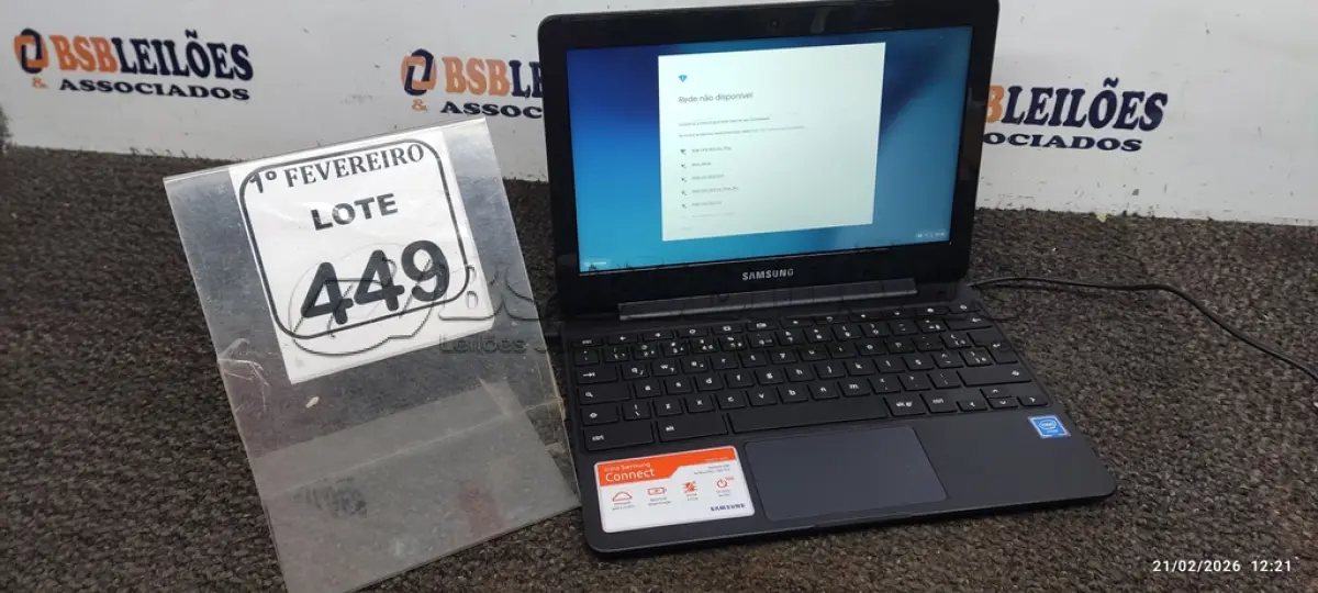 LOTE 449 - 01 NOTEBOOK 16GB MEMÓRIA 2GB LINHA CONNECT MARCA SAMSUNG SEM FONTE. (NO ESTADO) ATENÇÃO! FAZER A VISITAÇÃO ANTES DE ARREMATAR, NÃO SABEMOS SE FUNCIONA, LEILÃO NÃO TEM GARANTIA E NEM DEVOLUÇÃO, SUJEITO A POSSÍVEIS AVARIAS VISÍVEIS/OCULTAS E/OU AUSÊNCIA DE COMPONENTES.
