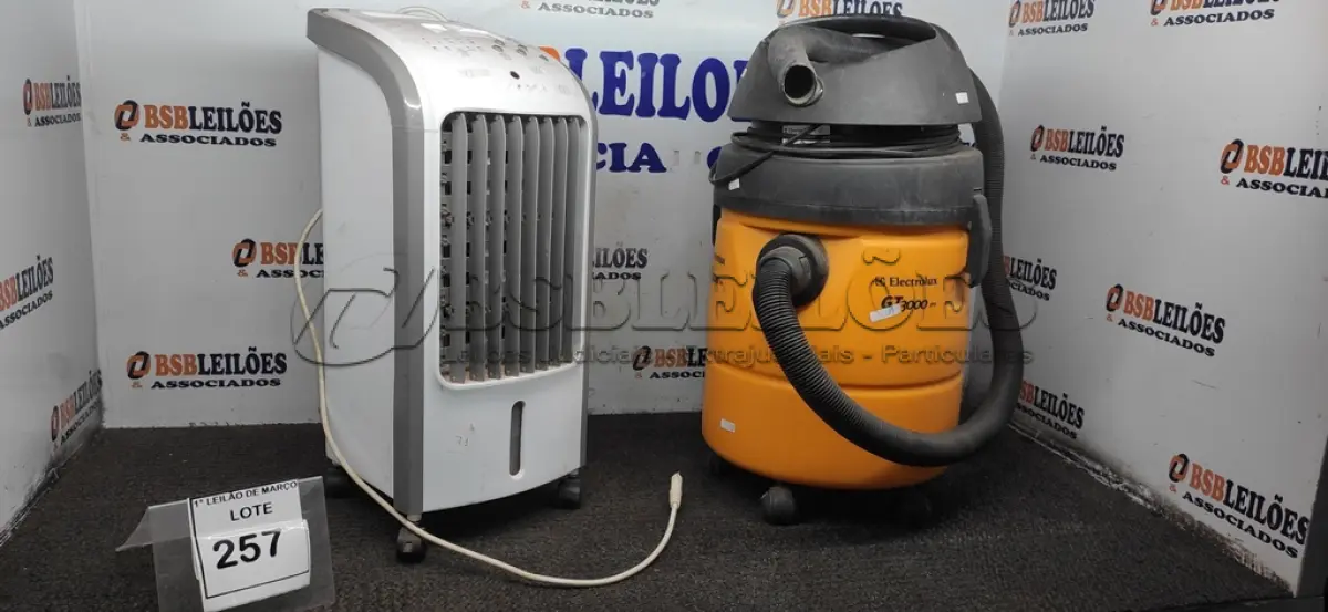 LOTE 257 - 01 CLIMATIZADOR MARCA BRITÂNIA E 01 ASPIRADOR DE PÓ MODELO GT 3000 MARCA ELECTROLUX. (NO ESTADO) ATENÇÃO! FAZER A VISITAÇÃO ANTES DE ARREMATAR, NÃO SABEMOS SE FUNCIONA, LEILÃO NÃO TEM GARANTIA E NEM DEVOLUÇÃO, SUJEITO A POSSÍVEIS AVARIAS VISÍVEIS/OCULTAS E/OU AUSÊNCIA DE COMPONENTES.