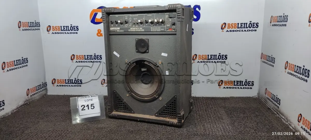 LOTE 215 - 01 CAIXA DE SOM AMPLIFICADORA MARCA  CICLOTRON. (NO ESTADO) ATENÇÃO! FAZER A VISITAÇÃO ANTES DE ARREMATAR, NÃO SABEMOS SE FUNCIONA, LEILÃO NÃO TEM GARANTIA E NEM DEVOLUÇÃO, SUJEITO A POSSÍVEIS AVARIAS VISÍVEIS/OCULTAS E/OU AUSÊNCIA DE COMPONENTES.