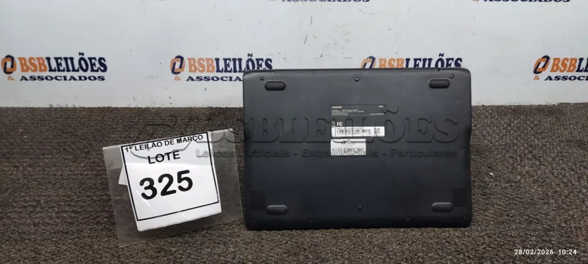 LOTE 325 - 01 NOTEBOOK 2GB DE MEMÓRIA, 16GB E.MMC TELA 11.6’’ LINHA CONNECT MARCA SAMSUNG SEM FONTE. (NO ESTADO) ATENÇÃO! FAZER A VISITAÇÃO ANTES DE ARREMATAR, NÃO SABEMOS SE FUNCIONA, LEILÃO NÃO TEM GARANTIA E NEM DEVOLUÇÃO, SUJEITO A POSSÍVEIS AVARIAS VISÍVEIS/OCULTAS E/OU AUSÊNCIA DE COMPONENTES.