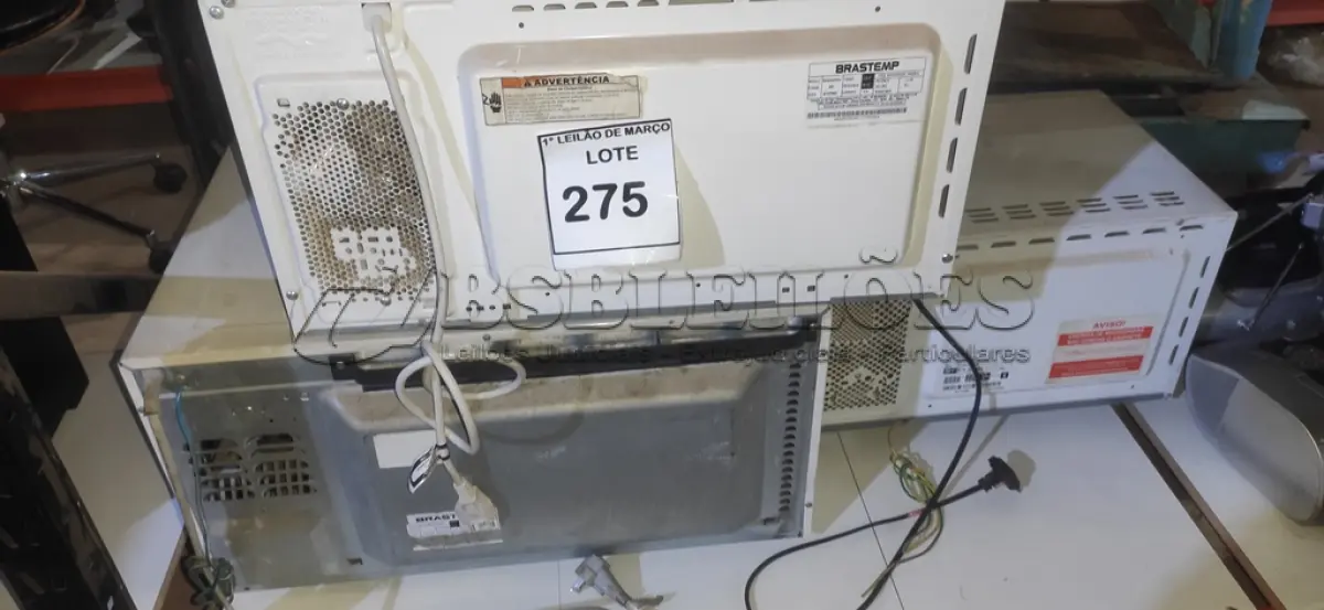 LOTE 275 - 02 MICRO-ONDAS MARCAS BRASTEMP E 01 MICRO-ONDAS ELECTROLUX 220V. (NO ESTADO) ATENÇÃO! FAZER A VISITAÇÃO ANTES DE ARREMATAR, NÃO SABEMOS SE FUNCIONA, LEILÃO NÃO TEM GARANTIA E NEM DEVOLUÇÃO, SUJEITO A POSSÍVEIS AVARIAS VISÍVEIS/OCULTAS E/OU AUSÊNCIA DE COMPONENTES.