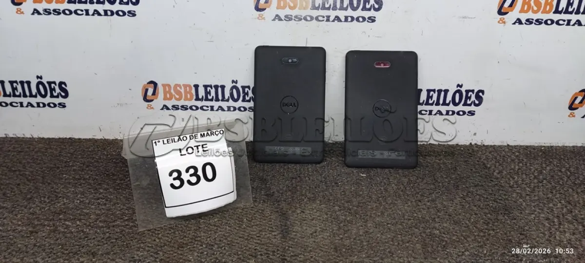 LOTE 330 - 02 TABLETS MARCA DELL SEM CARREGADOR. (NO ESTADO) ATENÇÃO! FAZER A VISITAÇÃO ANTES DE ARREMATAR, NÃO SABEMOS SE FUNCIONA, LEILÃO NÃO TEM GARANTIA E NEM DEVOLUÇÃO, SUJEITO A POSSÍVEIS AVARIAS VISÍVEIS/OCULTAS E/OU AUSÊNCIA DE COMPONENTES.