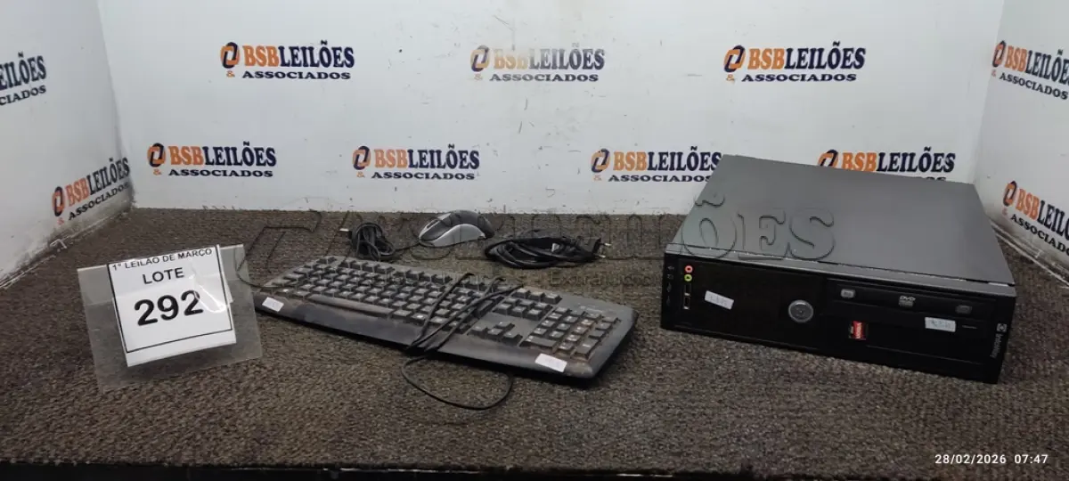 LOTE 292 - 01 CPU INFORWAY 4GB HD 500, 01 MOUSE, 01 TECLADO, 01BASE DE CPU, 01 CABO DE FORÇA. (NO ESTADO) ATENÇÃO! FAZER A VISITAÇÃO ANTES DE ARREMATAR, NÃO SABEMOS SE FUNCIONA. LEILÃO NÃO TEM GARANTIA E NEM DEVOLUÇÃO, SUJEITO A POSSÍVEIS AVARIAS VISÍVEIS/OCULTAS E/OU AUSÊNCIA DE COMPONENTES.