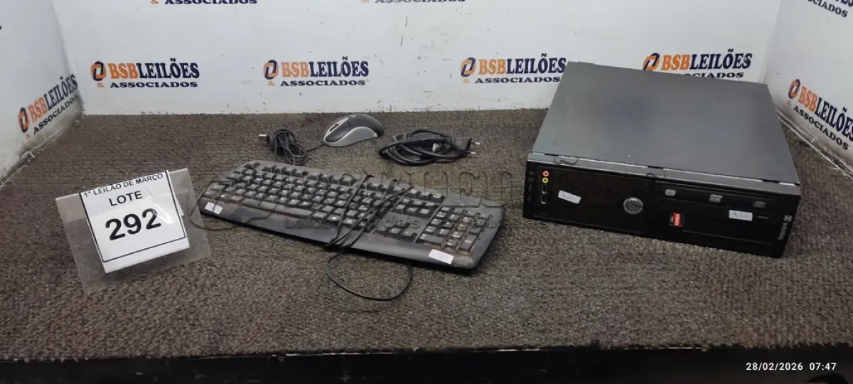 LOTE 292 - 01 CPU INFORWAY 4GB HD 500, 01 MOUSE, 01 TECLADO, 01BASE DE CPU, 01 CABO DE FORÇA. (NO ESTADO) ATENÇÃO! FAZER A VISITAÇÃO ANTES DE ARREMATAR, NÃO SABEMOS SE FUNCIONA. LEILÃO NÃO TEM GARANTIA E NEM DEVOLUÇÃO, SUJEITO A POSSÍVEIS AVARIAS VISÍVEIS/OCULTAS E/OU AUSÊNCIA DE COMPONENTES.