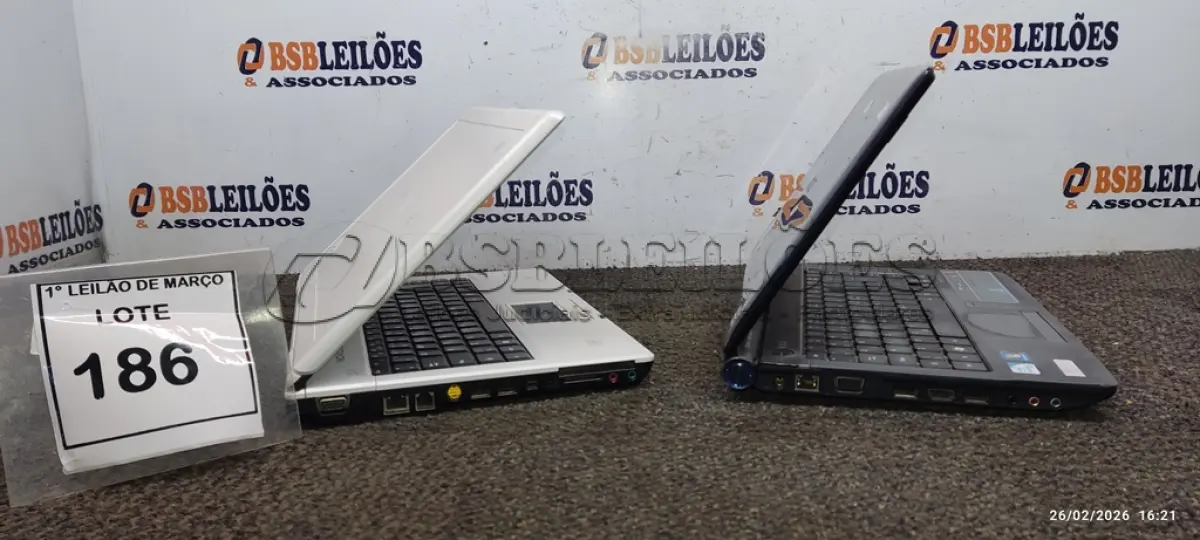 LOTE 186 - 02 NOTEBOOKS MARCAS ACER E NOVADATA. (NO ESTADO) ATENÇÃO! FAZER A VISITAÇÃO ANTES DE ARREMATAR, NÃO SABEMOS SE FUNCIONA, LEILÃO NÃO TEM GARANTIA E NEM DEVOLUÇÃO, SUJEITO A POSSÍVEIS AVARIAS VISÍVEIS/OCULTAS E/OU AUSÊNCIA DE COMPONENTES.
