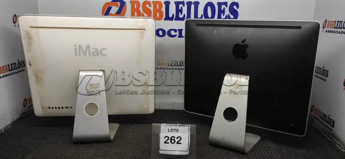 LOTE 262 - 02 IMAC APPLE. (NO ESTADO) ATENÇÃO! FAZER A VISITAÇÃO ANTES DE ARREMATAR, NÃO SABEMOS SE FUNCIONA, LEILÃO NÃO TEM GARANTIA E NEM DEVOLUÇÃO, SUJEITO A POSSÍVEIS AVARIAS VISÍVEIS/OCULTAS E/OU AUSÊNCIA DE COMPONENTES.