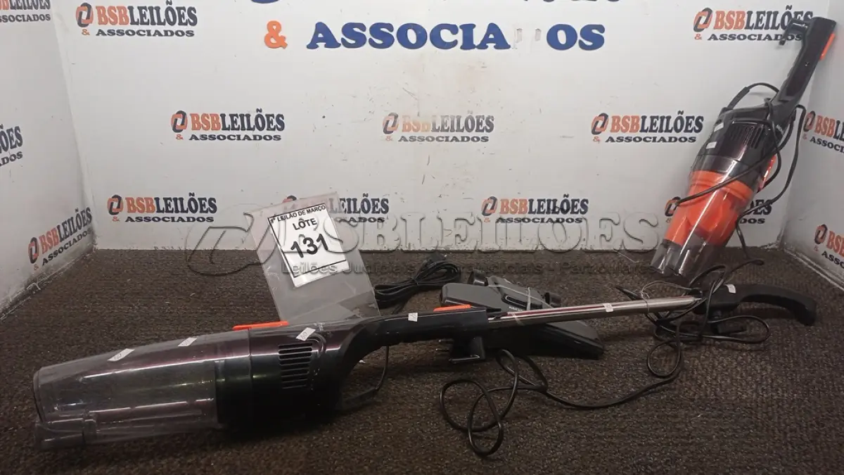 LOTE 131 - 02 ASPIRADORES DE PÓ 220V MARCA MONDIAL. (NO ESTADO) ATENÇÃO! FAZER A VISITAÇÃO ANTES DE ARREMATAR, NÃO SABEMOS SE FUNCIONA, LEILÃO NÃO TEM GARANTIA E NEM DEVOLUÇÃO, SUJEITO A POSSÍVEIS AVARIAS VISÍVEIS/OCULTAS E/OU AUSÊNCIA DE COMPONENTES.