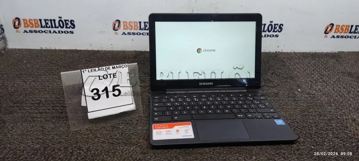 LOTE 315 - 01 NOTEBOOK 2GB DE MEMÓRIA, 16GB E.MMC TELA 11.6’’ LINHA CONNECT MARCA SAMSUNG SEM FONTE. (NO ESTADO) ATENÇÃO! FAZER A VISITAÇÃO ANTES DE ARREMATAR, NÃO SABEMOS SE FUNCIONA, LEILÃO NÃO TEM GARANTIA E NEM DEVOLUÇÃO, SUJEITO A POSSÍVEIS AVARIAS VISÍVEIS/OCULTAS E/OU AUSÊNCIA DE COMPONENTES.