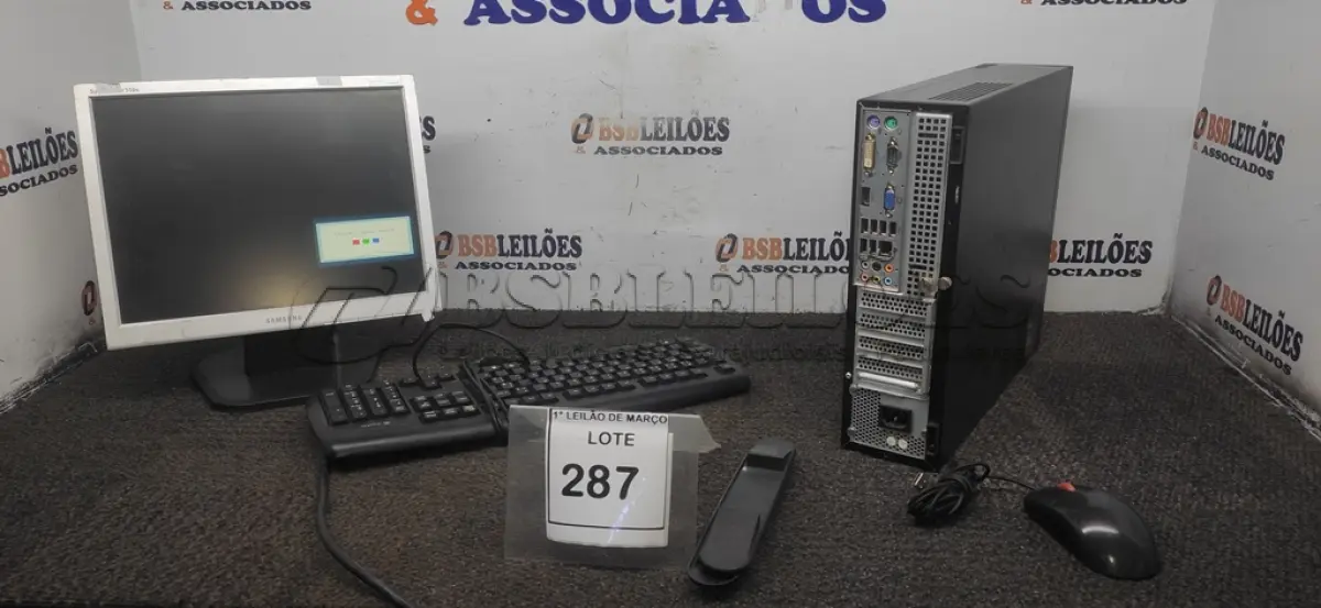 LOTE 287 - 01 MONITOR MARCA SAMSUNG, 01 CPU INFORWAY 4GB HD 500, 01 MOUSE, 01 TECLADO , 01 BASE DE CPU E CABO DE FORÇA. (NO ESTADO) ATENÇÃO! FAZER A VISITAÇÃO ANTES DE ARREMATAR, NÃO SABEMOS SE FUNCIONA. LEILÃO NÃO TEM GARANTIA E NEM DEVOLUÇÃO, SUJEITO A POSSÍVEIS AVARIAS VISÍVEIS/OCULTAS E/OU AUSÊNCIA DE COMPONENTES.