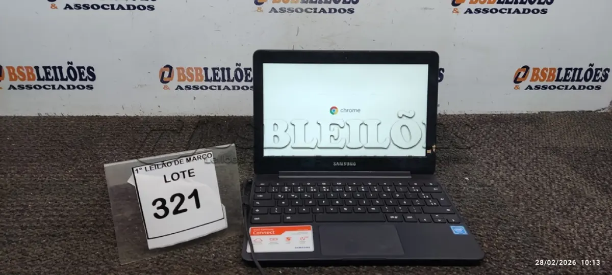 LOTE 321 - 01 NOTEBOOK 2GB DE MEMÓRIA, 16GB E.MMC TELA 11.6’’ LINHA CONNECT MARCA SAMSUNG SEM FONTE. (NO ESTADO) ATENÇÃO! FAZER A VISITAÇÃO ANTES DE ARREMATAR, NÃO SABEMOS SE FUNCIONA, LEILÃO NÃO TEM GARANTIA E NEM DEVOLUÇÃO, SUJEITO A POSSÍVEIS AVARIAS VISÍVEIS/OCULTAS E/OU AUSÊNCIA DE COMPONENTES.