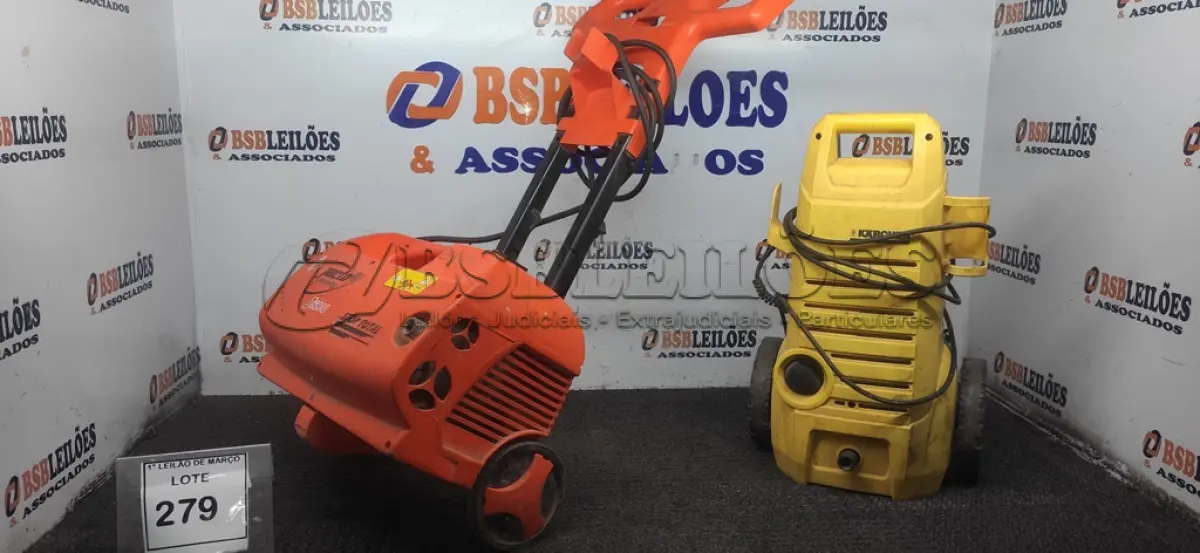 LOTE 279 - 01 LAVADORA DE ALTA PRESSÃO 220V MODELO J68000 MARCA JACTO CLEANING E 01 MÁQUINA DE ALTA PRESSÃO 220V MARCA KARCHER. (NO ESTADO) ATENÇÃO! FAZER A VISITAÇÃO ANTES DE ARREMATAR, NÃO SABEMOS SE FUNCIONA, LEILÃO NÃO TEM GARANTIA E NEM DEVOLUÇÃO, SUJEITO A POSSÍVEIS AVARIAS VISÍVEIS/OCULTAS E/OU AUSÊNCIA DE COMPONENTES.