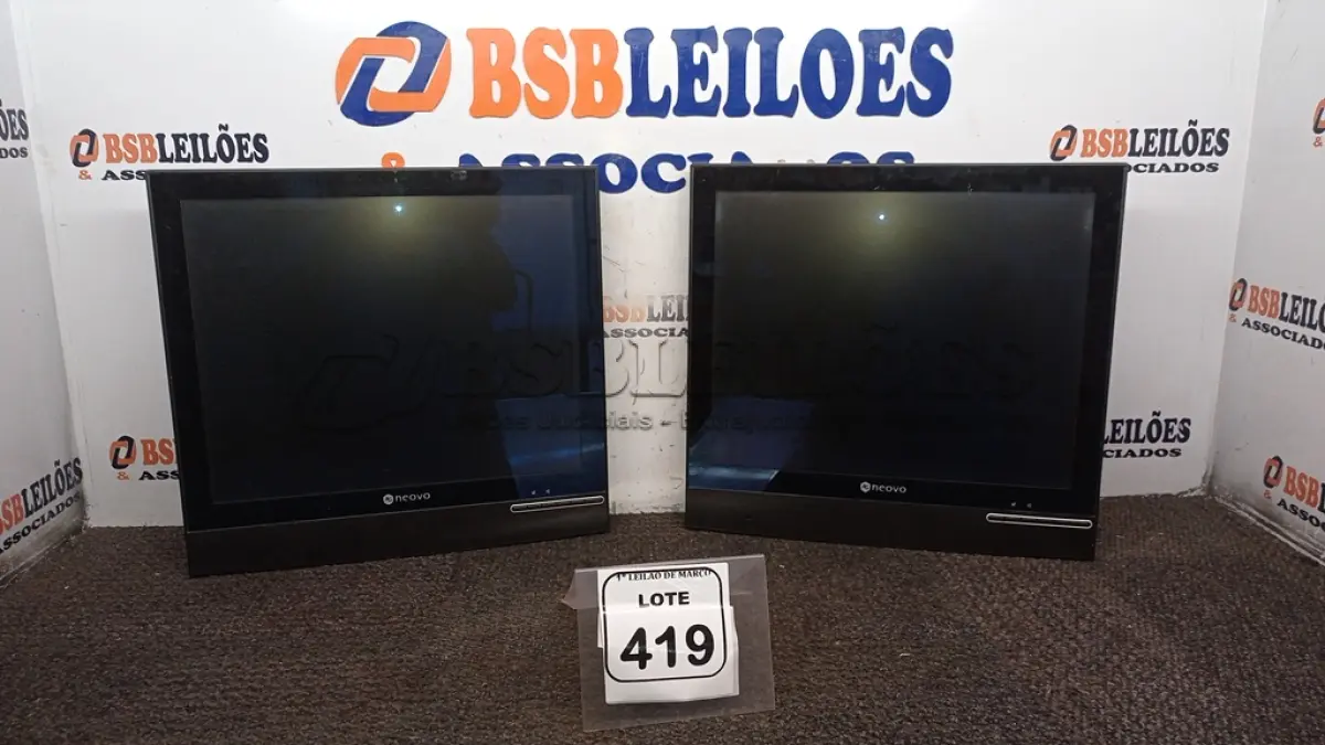 LOTE 419 - 02 MONITORES MARCA NEOVO. (NO ESTADO) ATENÇÃO! FAZER A VISITAÇÃO ANTES DE ARREMATAR, NÃO SABEMOS SE FUNCIONA, LEILÃO NÃO TEM GARANTIA E NEM DEVOLUÇÃO, SUJEITO A POSSÍVEIS AVARIAS VISÍVEIS/OCULTAS E/OU AUSÊNCIA DE COMPONENTES.