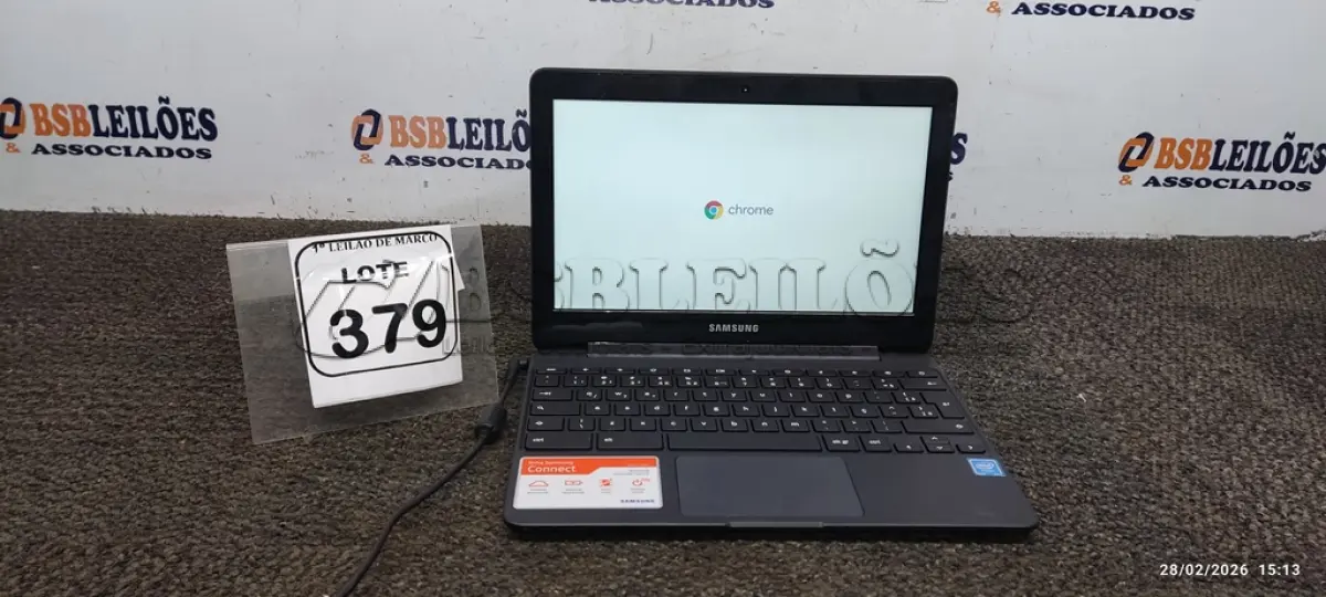 LOTE 379 - 01 NOTEBOOK 2GB DE MEMÓRIA, 16GB E.MMC TELA 11.6’’ LINHA CONNECT MARCA SAMSUNG SEM FONTE. (NO ESTADO) ATENÇÃO! FAZER A VISITAÇÃO ANTES DE ARREMATAR, NÃO SABEMOS SE FUNCIONA, LEILÃO NÃO TEM GARANTIA E NEM DEVOLUÇÃO, SUJEITO A POSSÍVEIS AVARIAS VISÍVEIS/OCULTAS E/OU AUSÊNCIA DE COMPONENTES.