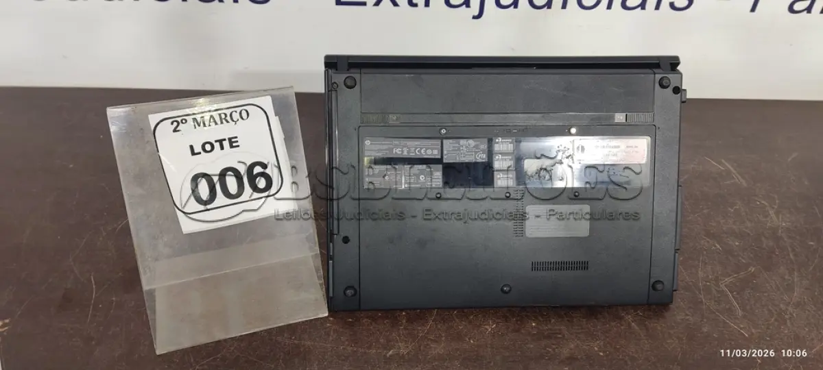 LOTE 006 - 01 NOTEBOOK MARCA HP SEM CARREGADOR. (NO ESTADO) ATENÇÃO! FAZER A VISITAÇÃO ANTES DE ARREMATAR, NÃO SABEMOS SE FUNCIONA, LEILÃO NÃO TEM GARANTIA E NEM DEVOLUÇÃO, SUJEITO A POSSÍVEIS AVARIAS VISÍVEIS/OCULTAS E/OU AUSÊNCIA DE COMPONENTES.